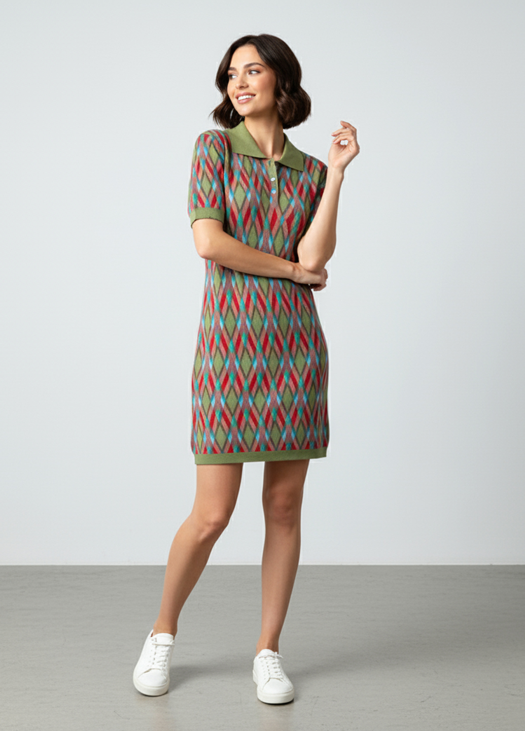 Летнее платье-поло в стиле ретро - Зеленый - миниатюра 2