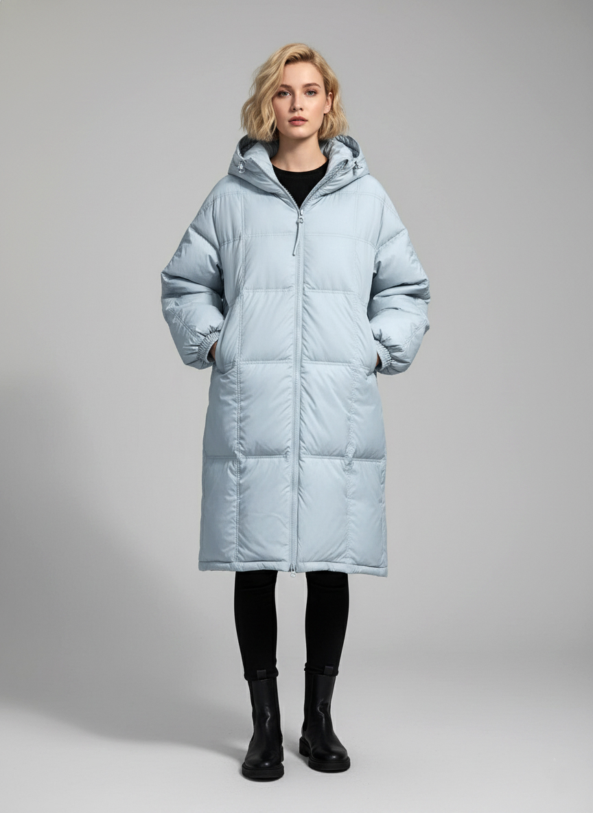 Женский демисезонный пуховик с капюшоном