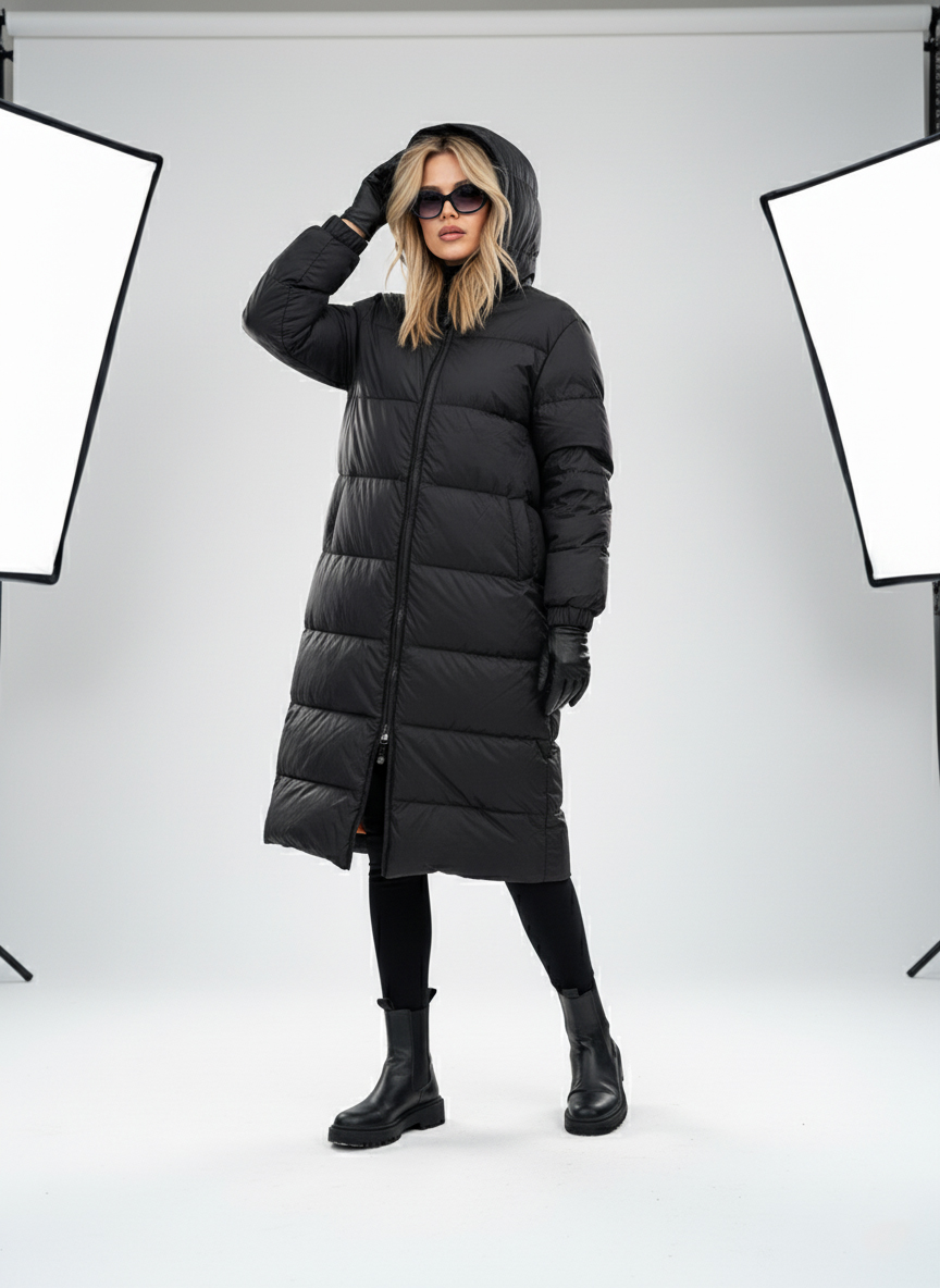 Женское демисезонное пуховое пальто