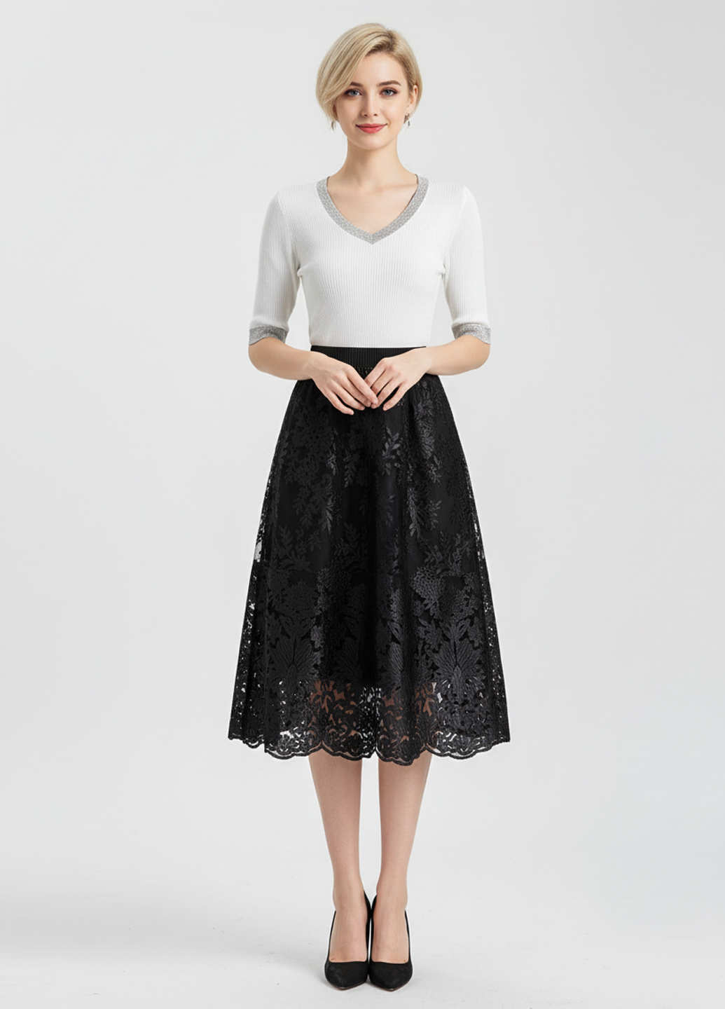 Юбка миди ажурная