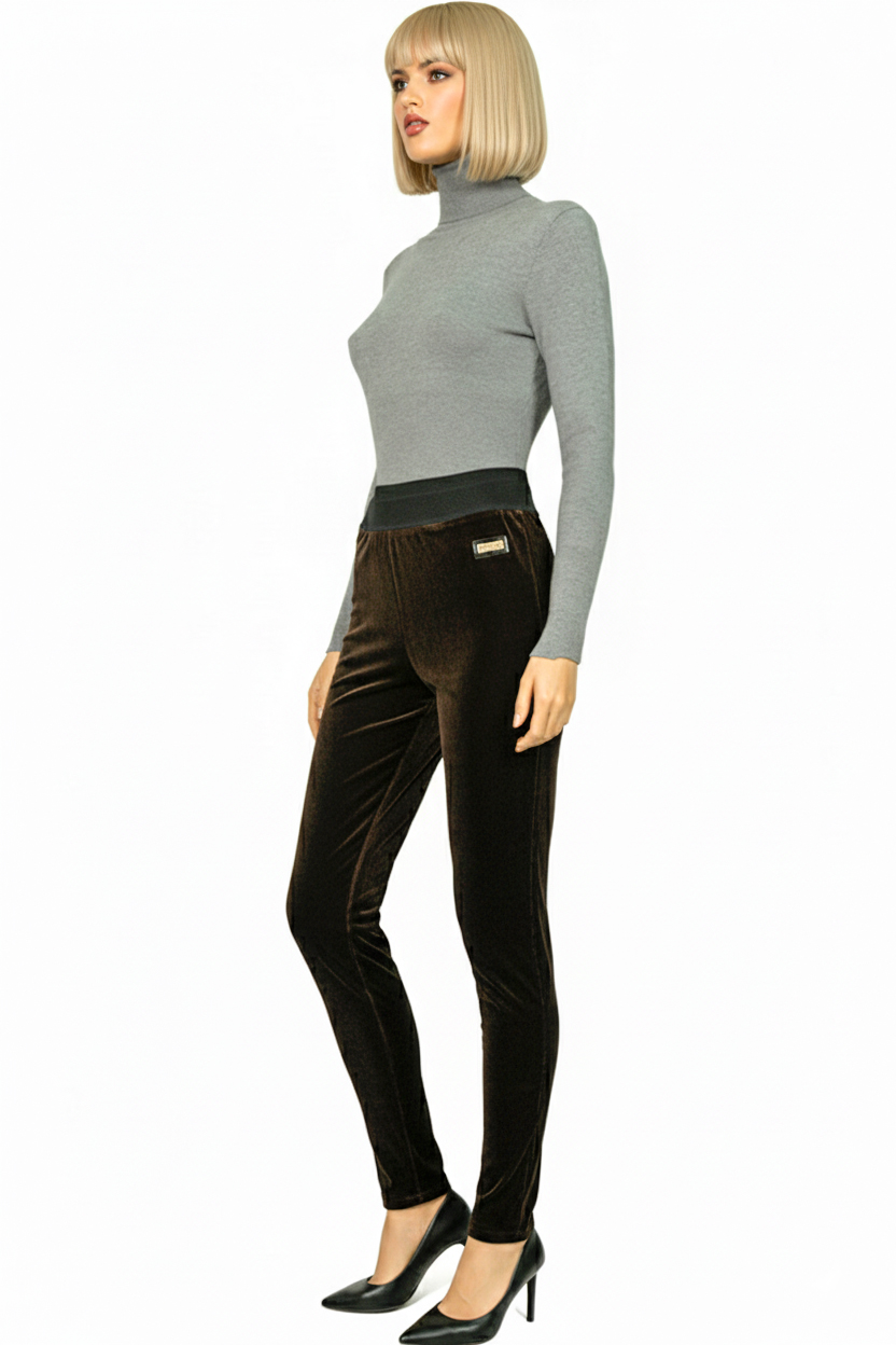 Женские демисезонные зауженные брюки - Коричневый - миниатюра 3