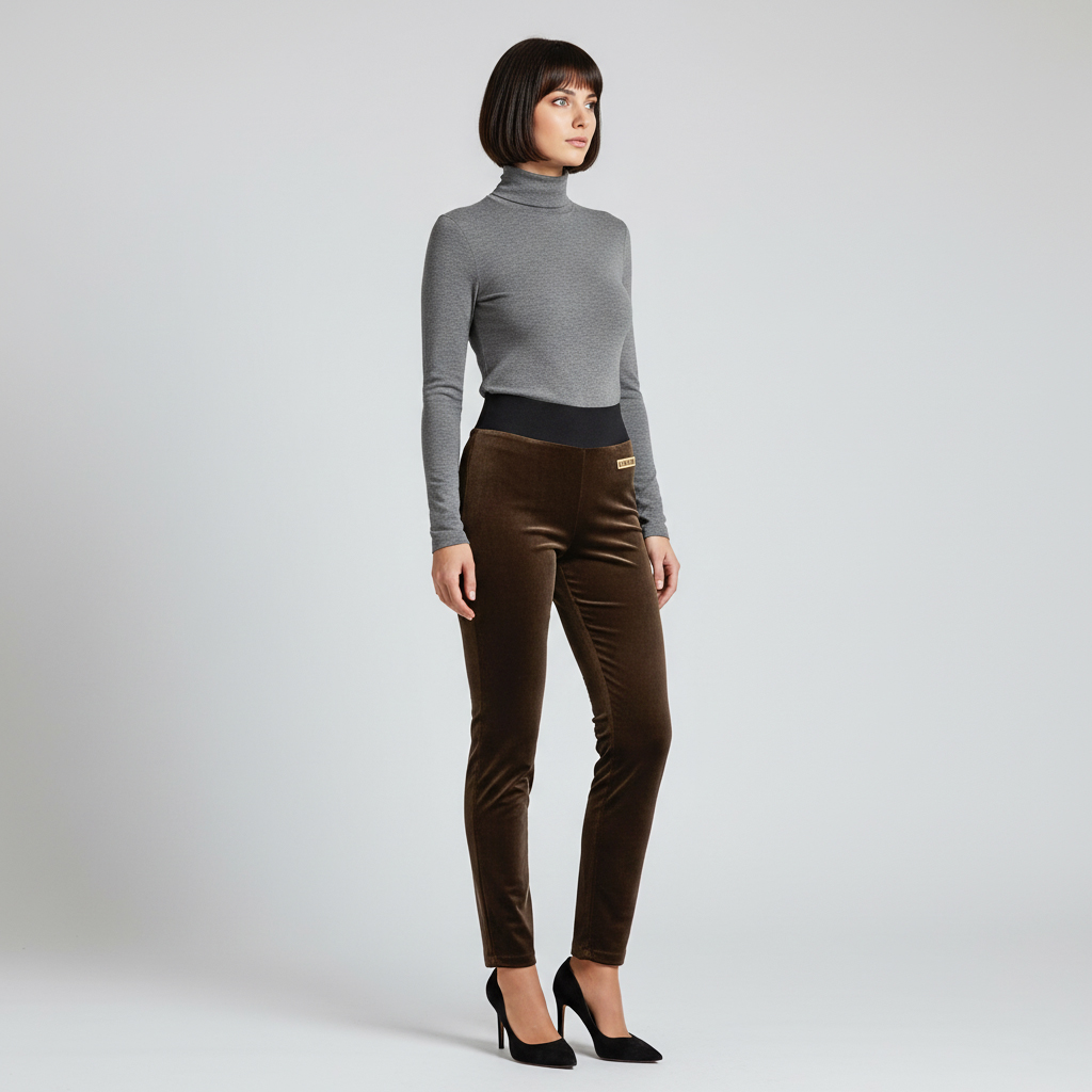 Женские демисезонные зауженные брюки - Коричневый - миниатюра 4