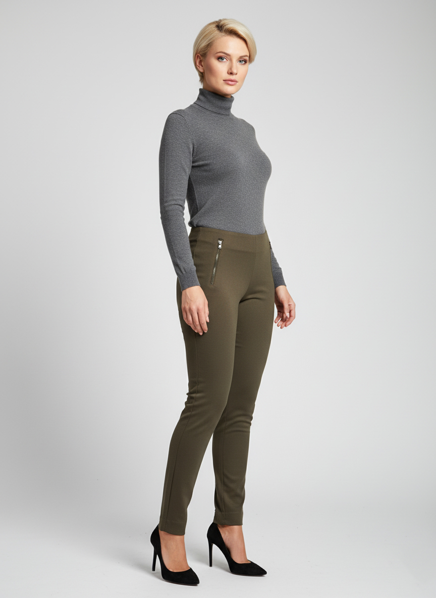 Женские демисезонные брюки - Оливковый - миниатюра 2
