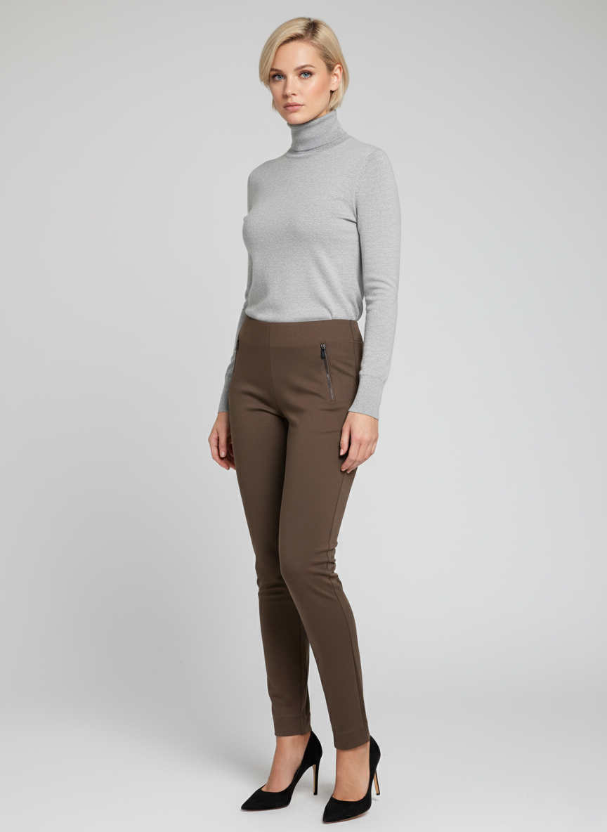 Женские демисезонные брюки - Светло-коричневый - миниатюра 2