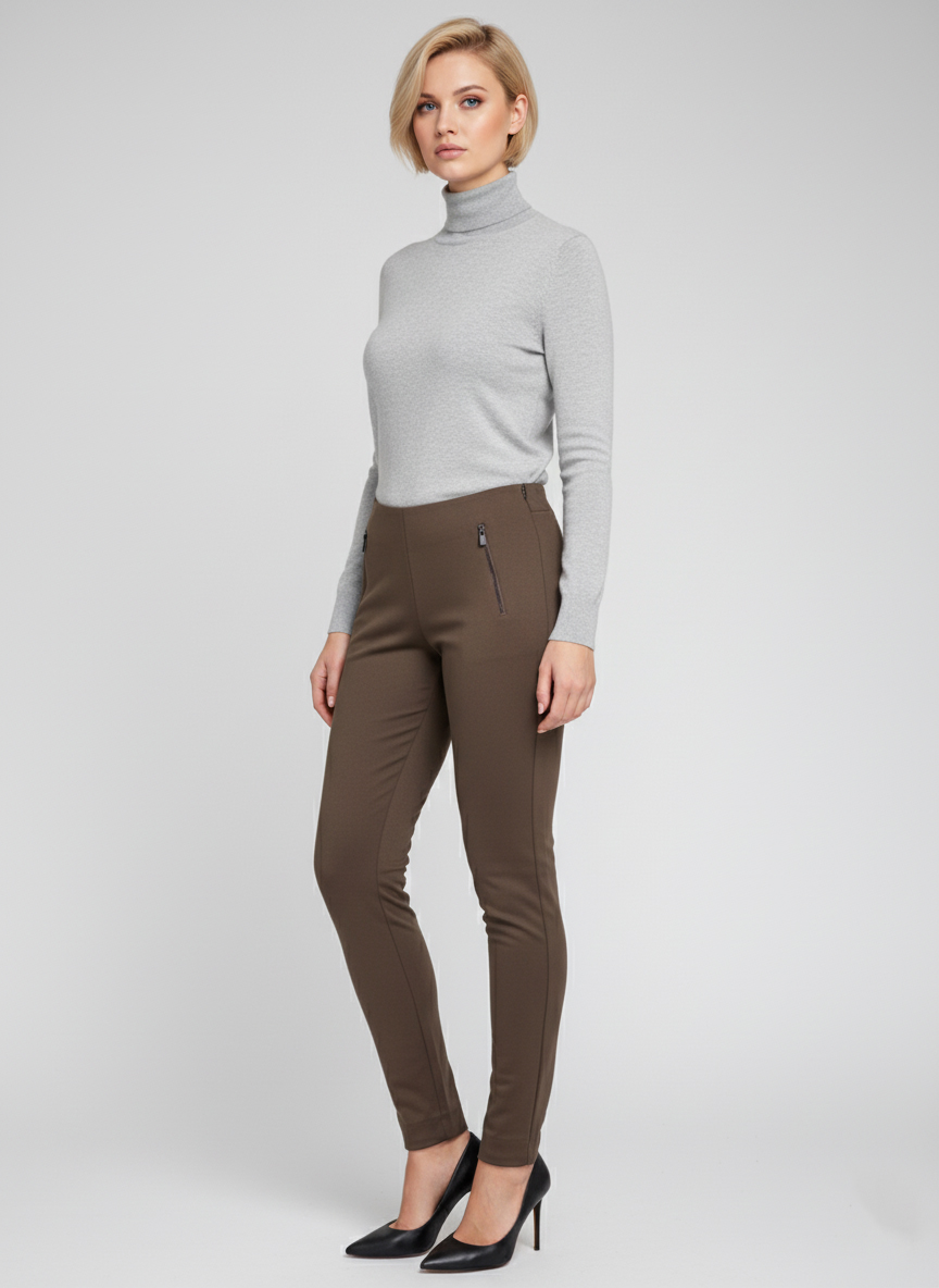 Женские демисезонные брюки - Светло-коричневый - миниатюра 4