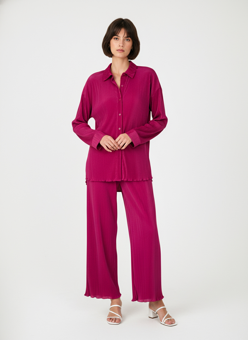 Женский летний брючный костюм плиссе