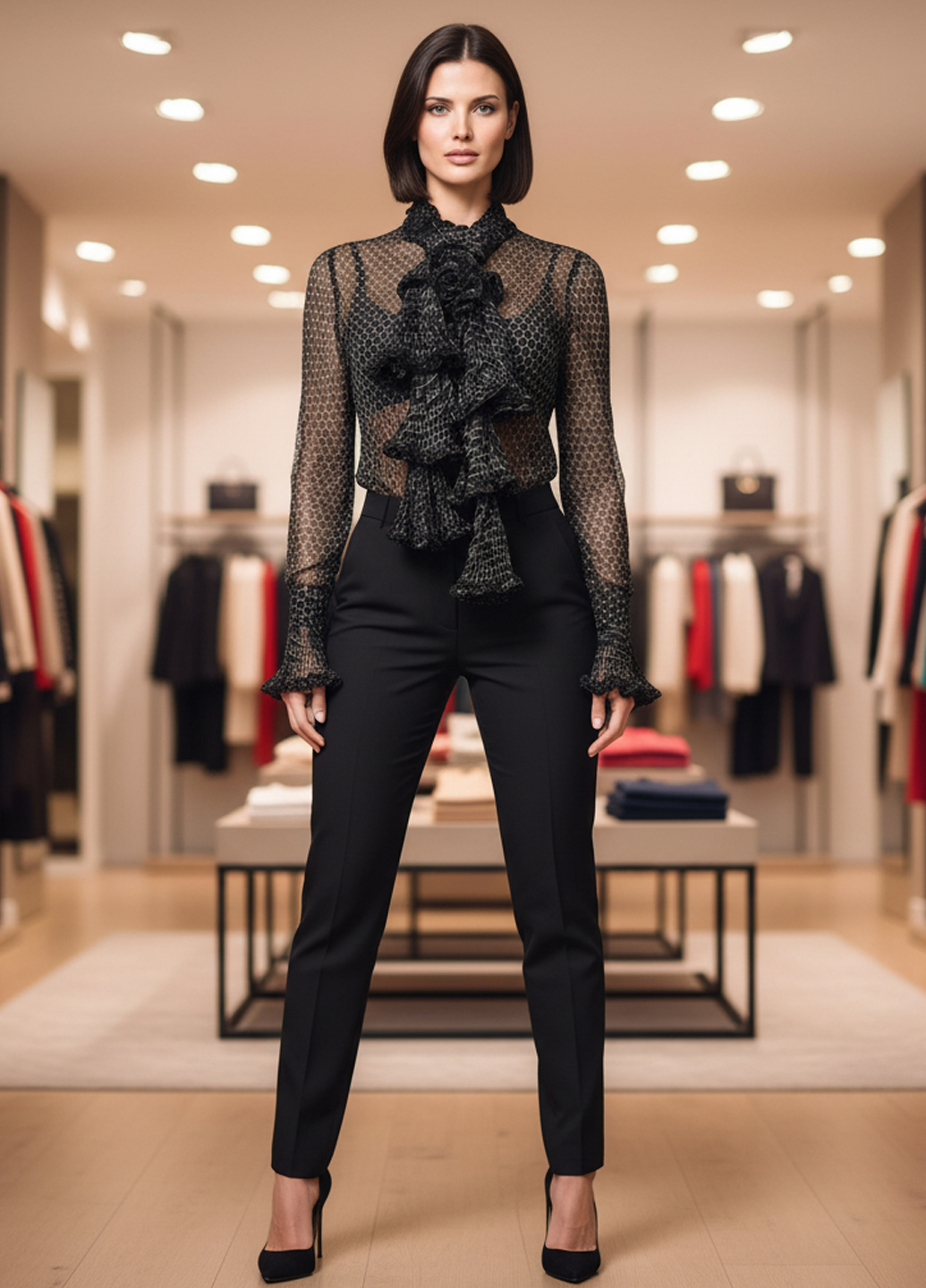 Женская шифоновая блуза с шарфом