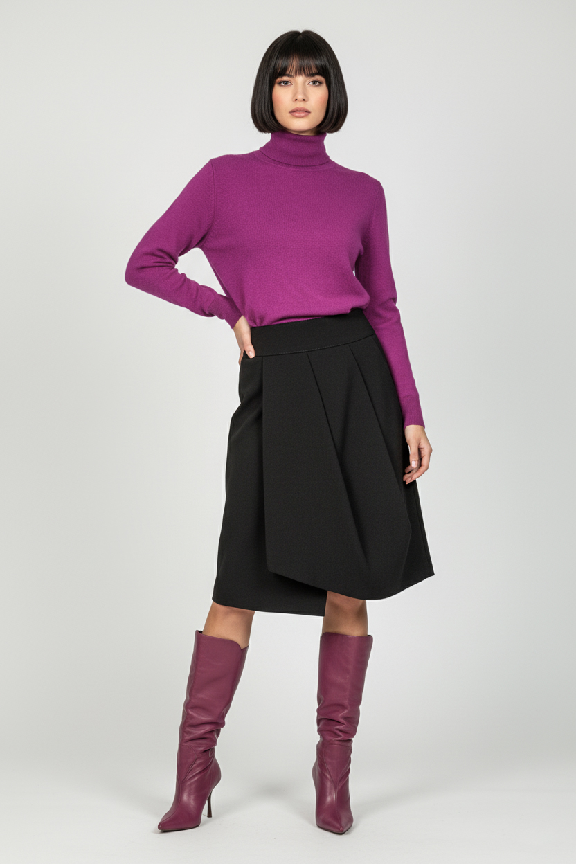 Черная классическая юбка-тюльпан с запахом