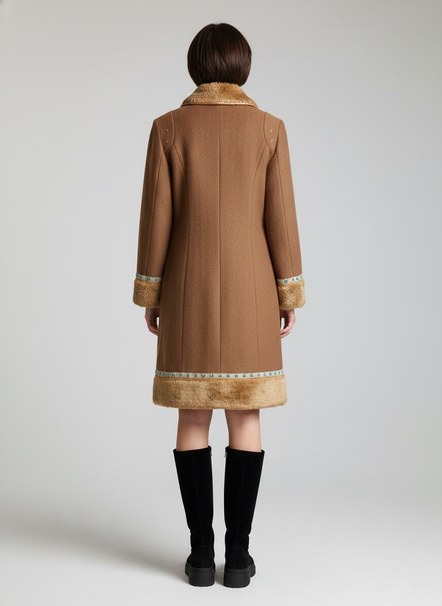 Женское демисезонное пальто - Светло-коричневый - миниатюра 4