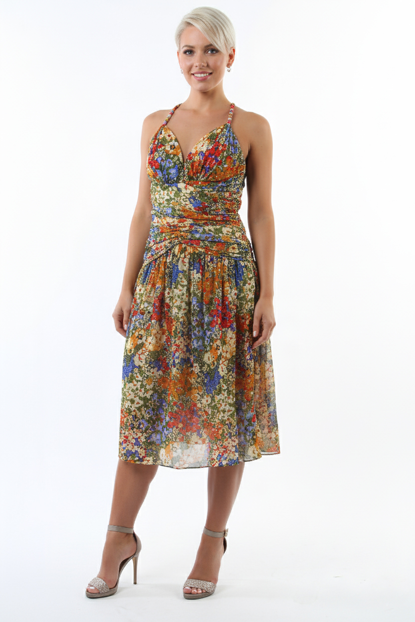 Платье летнее цветное шифоновое - Комбинированный - миниатюра 4