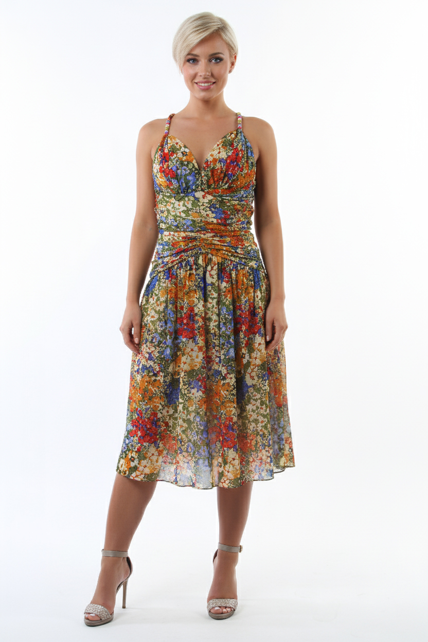 Платье летнее цветное шифоновое - Комбинированный - миниатюра 3