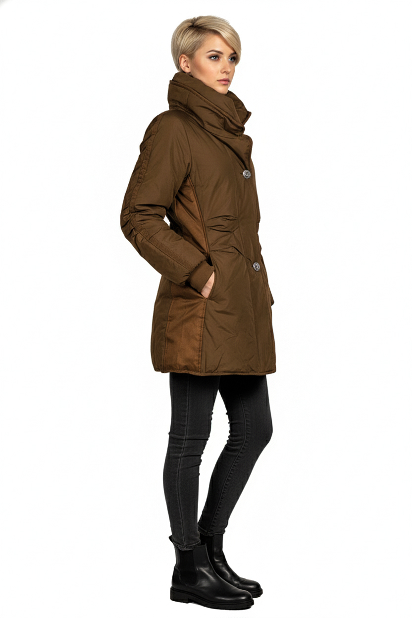 Женский приталенный пуховик - Светло-коричневый - миниатюра 3