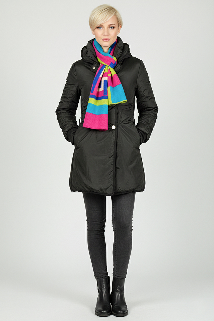 Женский приталенный пуховик - Черный - миниатюра 2