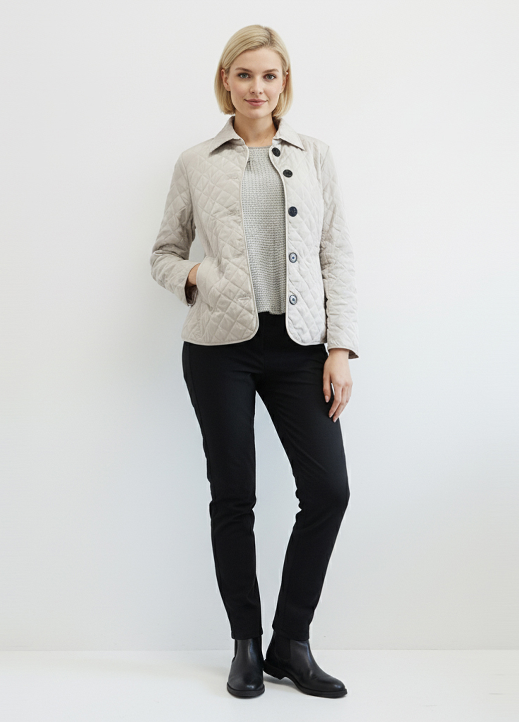 Женская демисезонная стеганая куртка Number Nine - Молочный - миниатюра 2