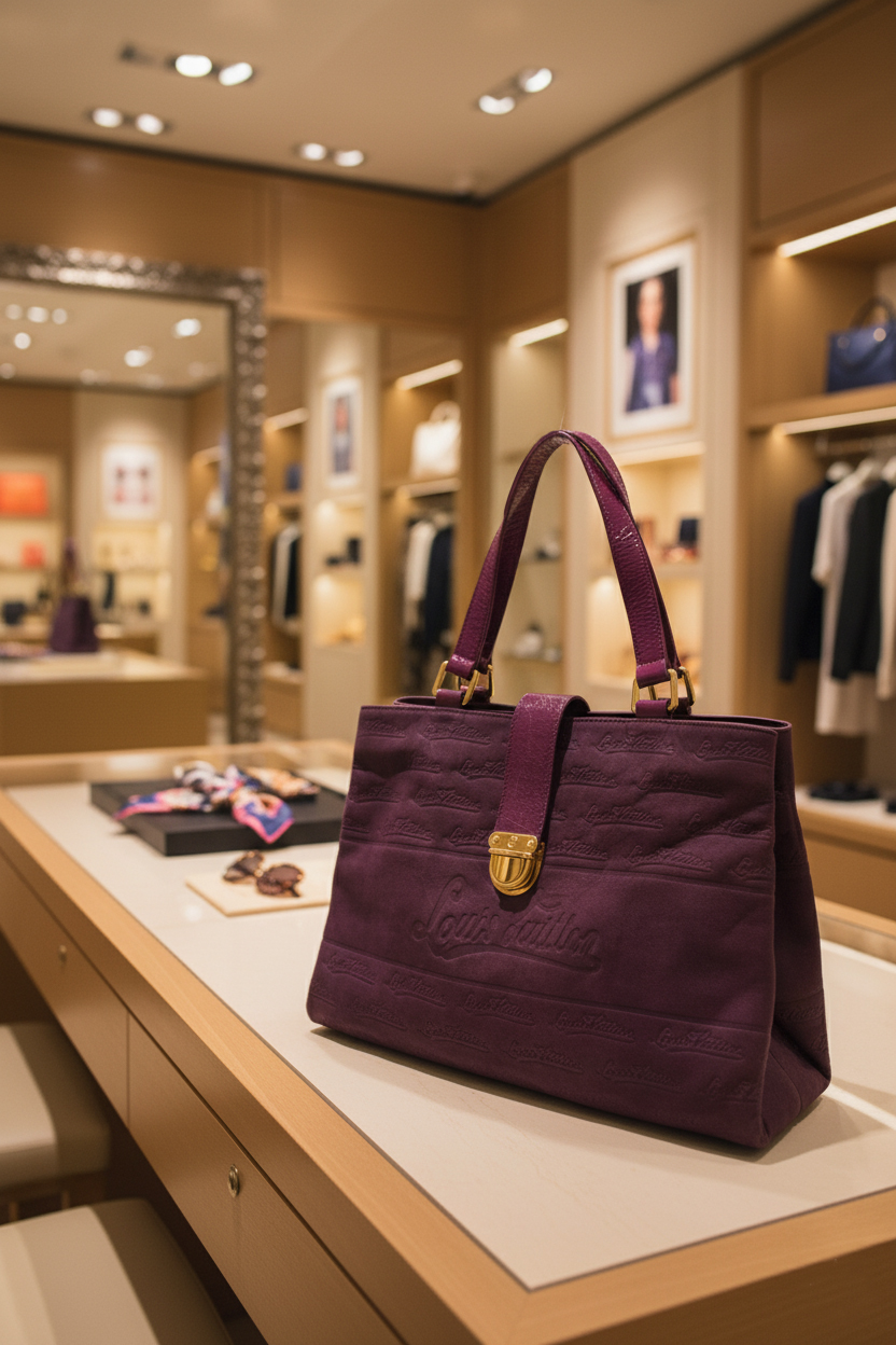 Женская сумка из нубука - Темно-фиолетовый - миниатюра 2