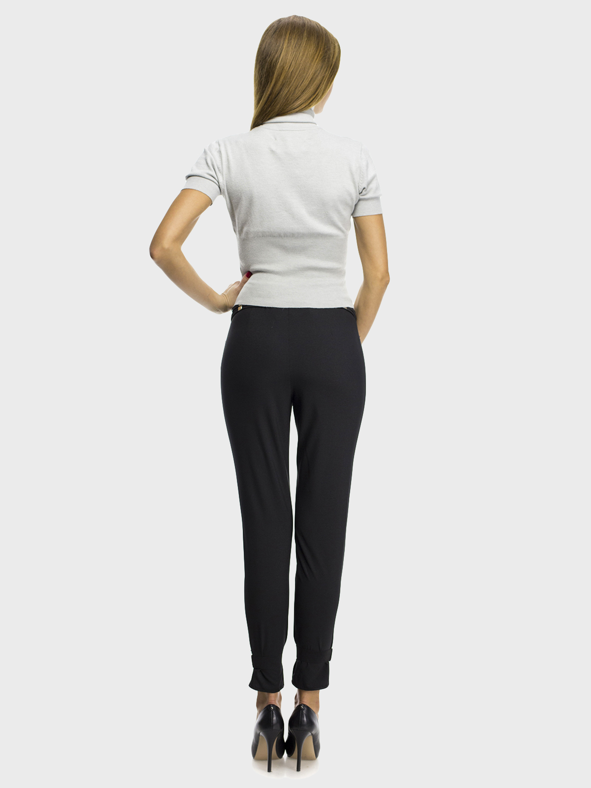 Женский приталенный гольф - Светло-серый - миниатюра 3