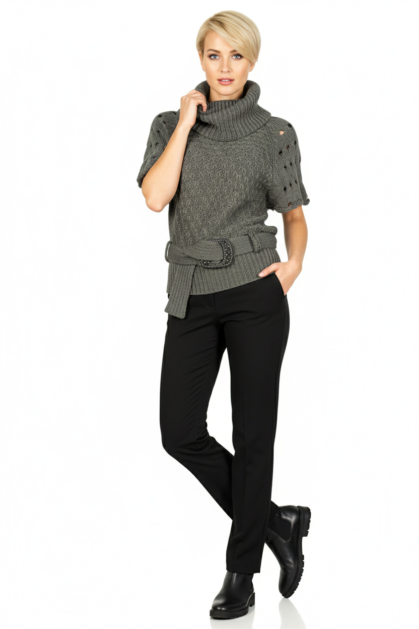 Женский демисезонный джемпер - Серый - миниатюра 3