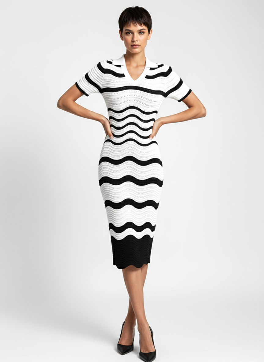 Трикотажное платье в полоску