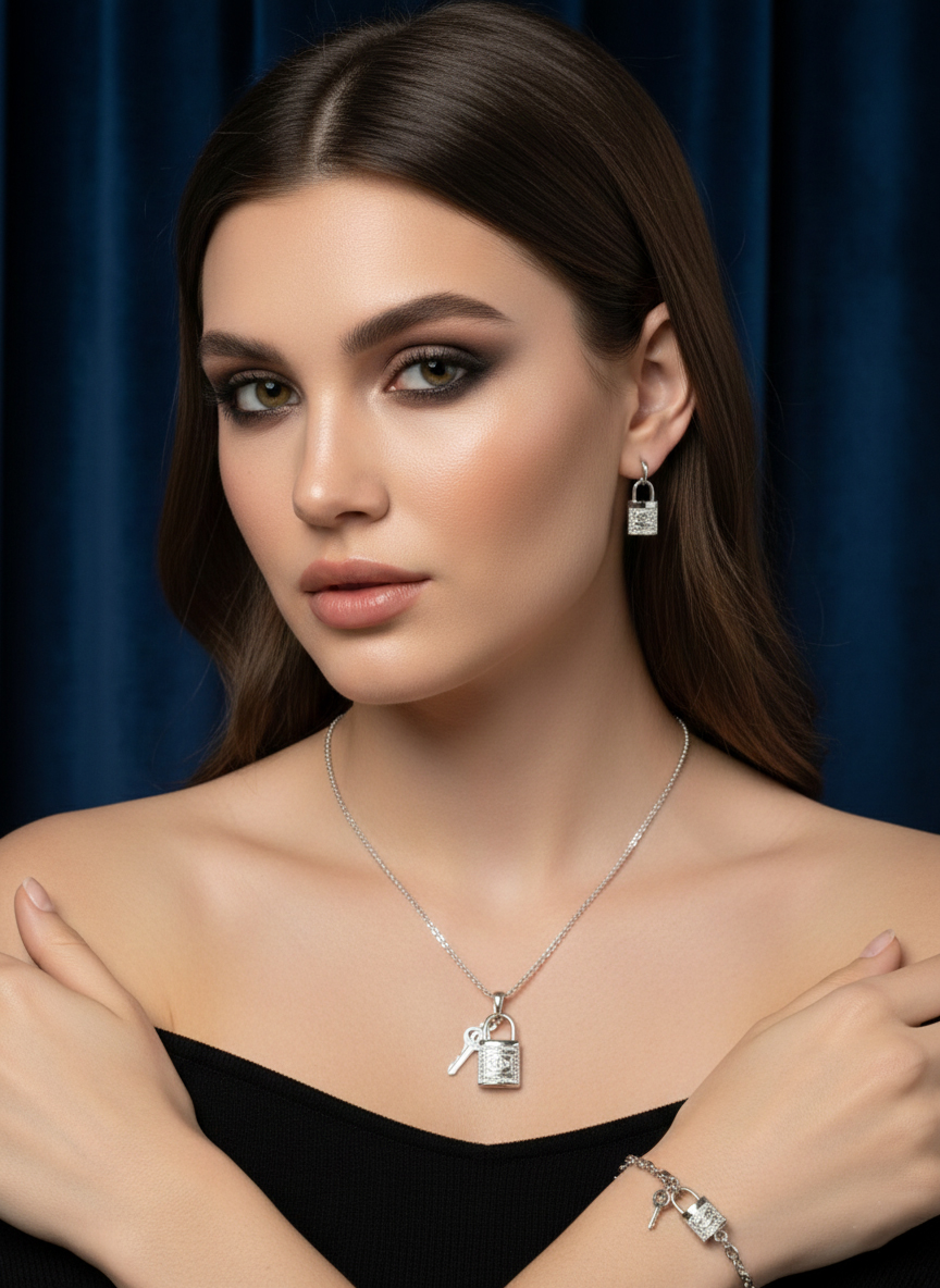 Комплект бижутерии Кристина из 4 изделий - серебряный - миниатюра 2