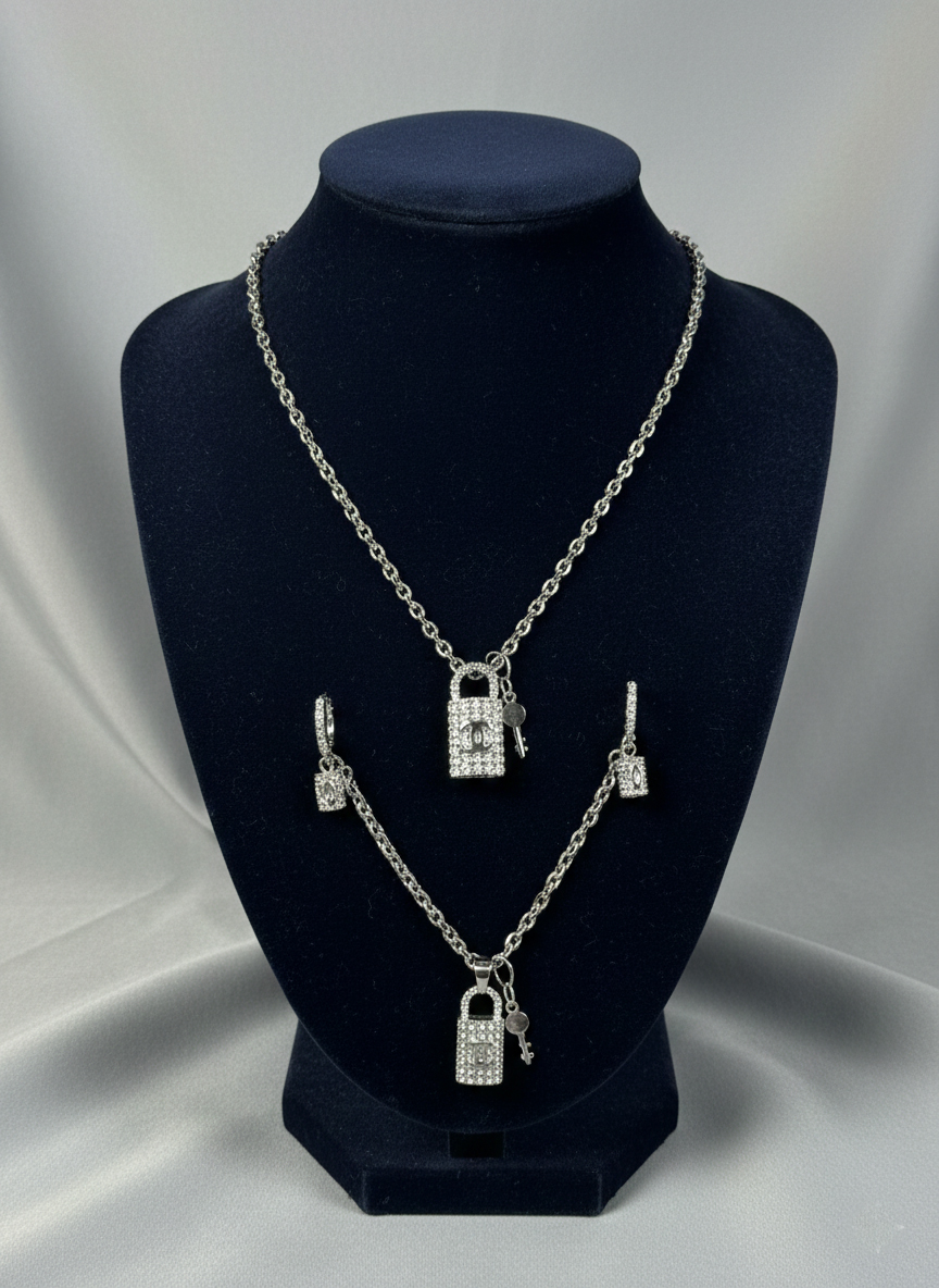 Комплект бижутерии Жанет (серьги+колье+браслет) - Серебряный - миниатюра 4