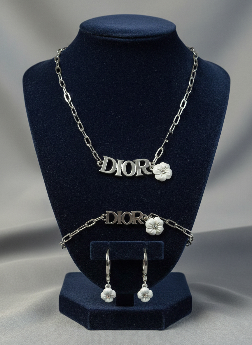 Комплект бижутерии Луиз (серьги+браслет+колье) - Серебряный - миниатюра 3