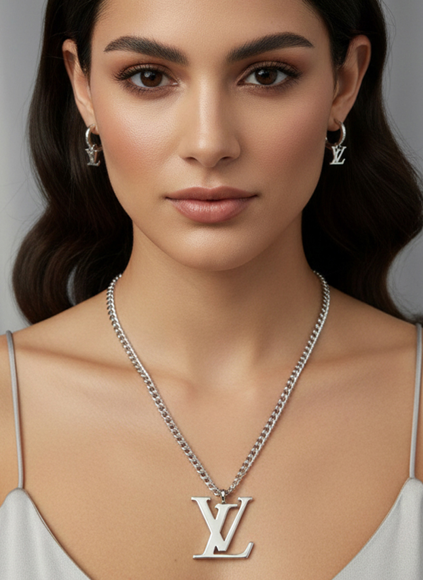 Комплект бижутерии Роми (серьги+кулон) - Серебряный - миниатюра 2