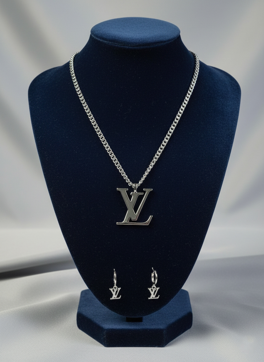 Комплект бижутерии Роми (серьги+кулон) - Серебряный - миниатюра 3