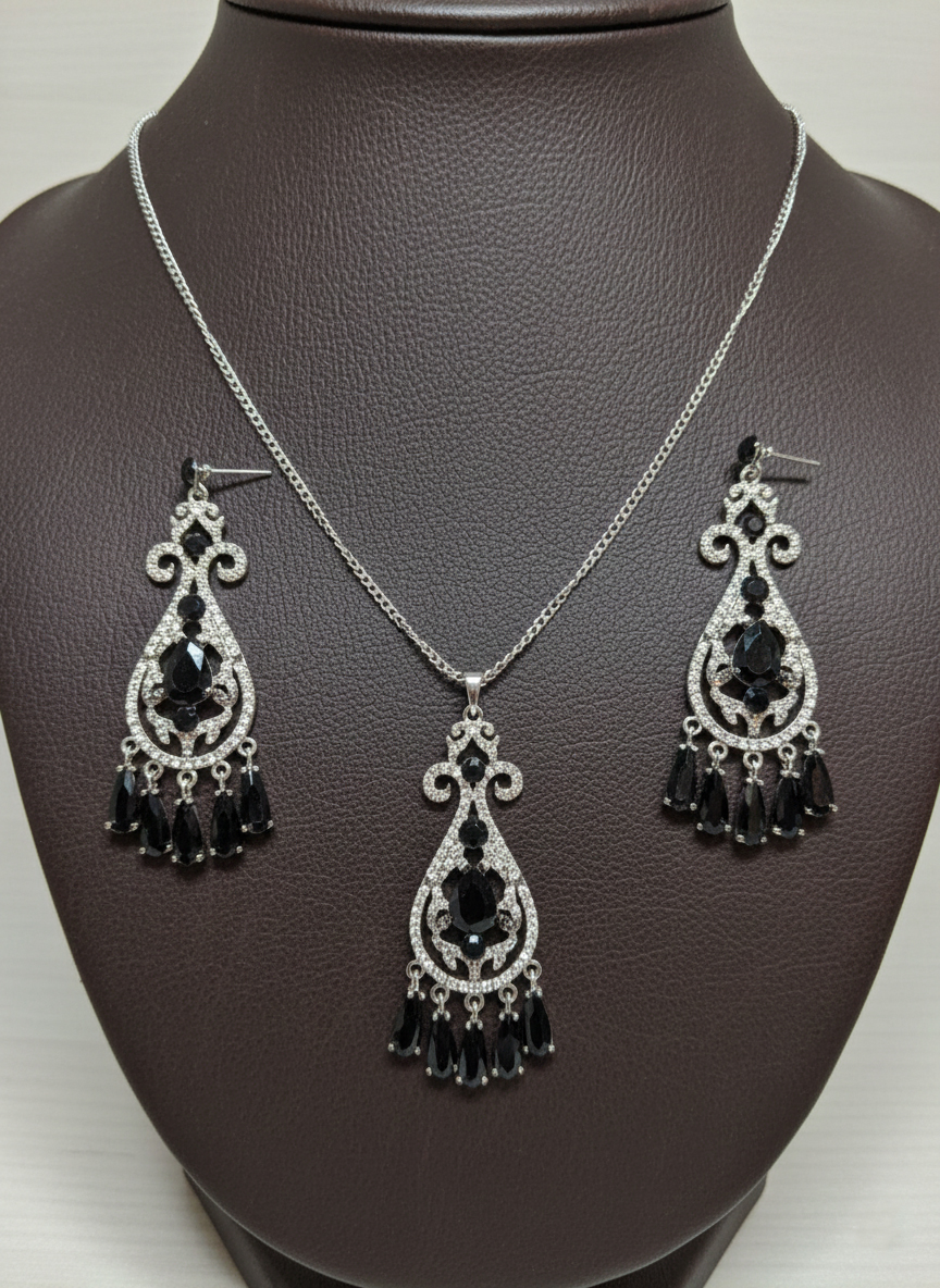 Комплект бижутерии Бриджит (серьги-колье) - Серебряный - миниатюра 3