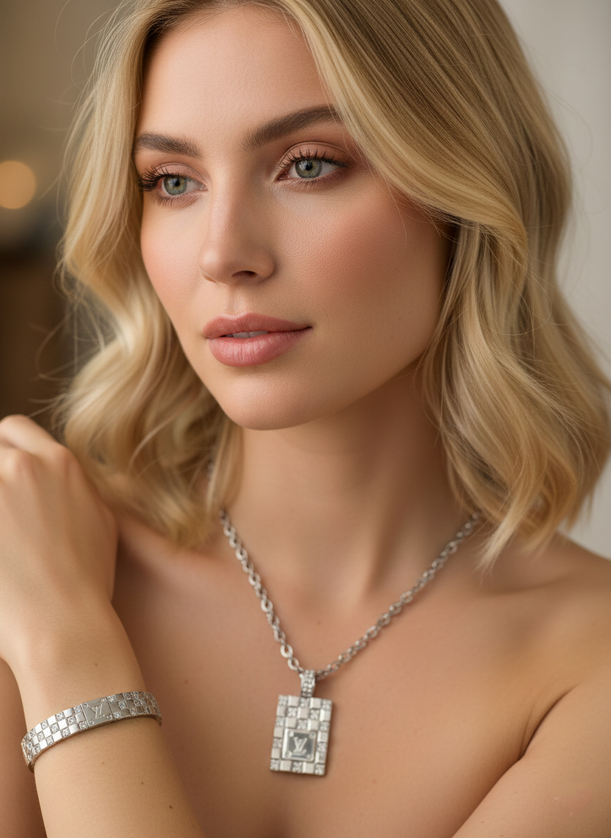 Комплект бижутерии Натали (браслет+кулон) - Серебряный - миниатюра 3