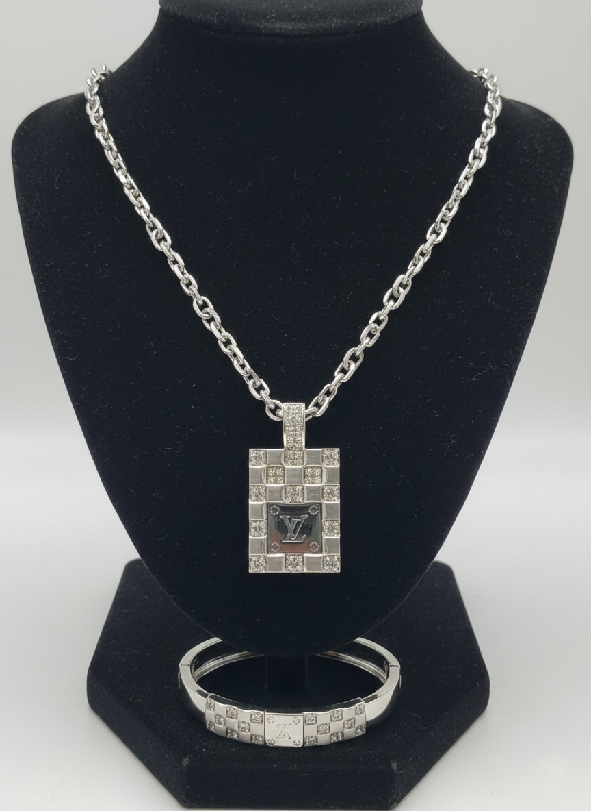 Комплект бижутерии Натали (браслет+кулон) - Серебряный - миниатюра 4