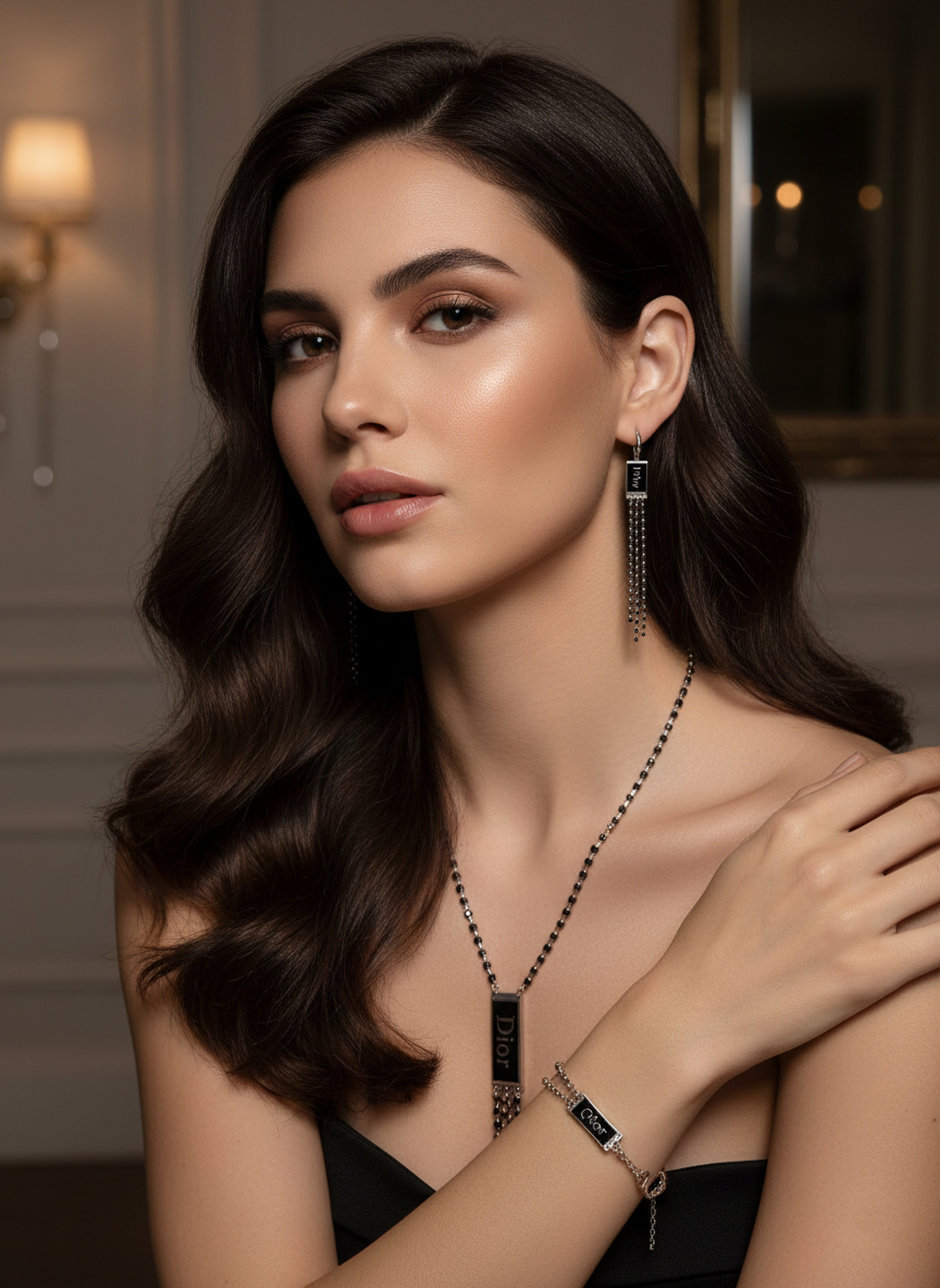 Комплект бижутерии Шарлотта (серьги+кулон+браслет) - Серебряный - изображение 1