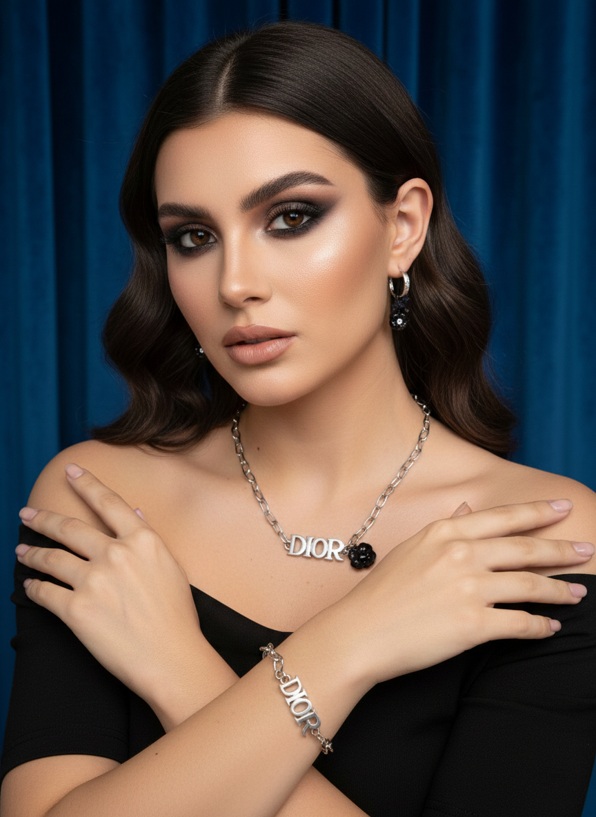 Комплект бижутерии Одри (серьги+колье+браслет) - Серебряный - изображение 1