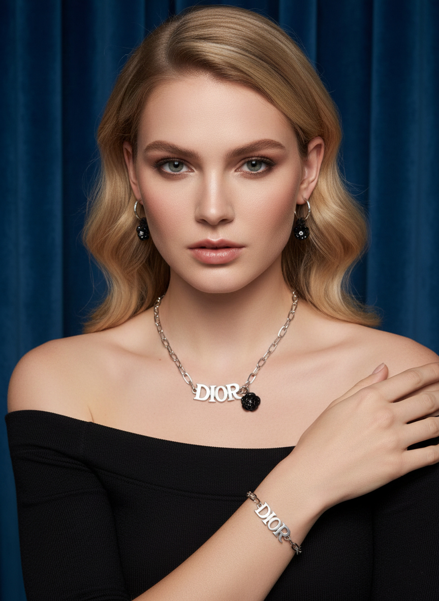 Комплект бижутерии Одри (серьги+колье+браслет) - Серебряный - миниатюра 3