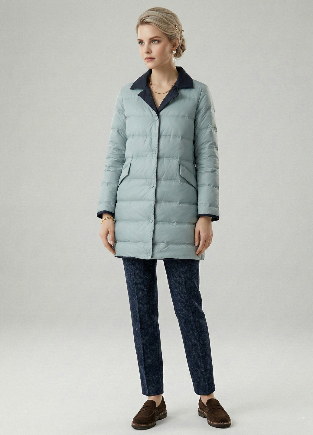 Жіноча демісезонна пухова куртка - Блакитний - изображение 1