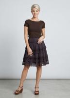 Спідниця міді атласна з мереживом