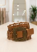 Женский ремень плетенный с пряжкой