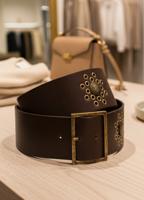 Женский кожаный широкий пояс в орнамент